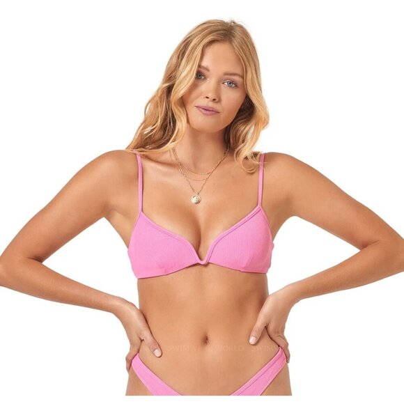 L Space Women's Guava Wired Front Helena Bikini Top Size Medium - Picture 1 of 9